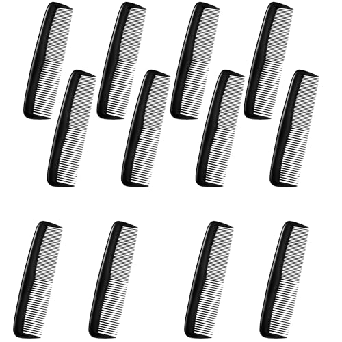 12Pcs Small Combs - Wallet Comb for Men Black Plastic Mens Combs for Hair Disposable Hair Comb Pack Barber Professional Beard Comb for Men