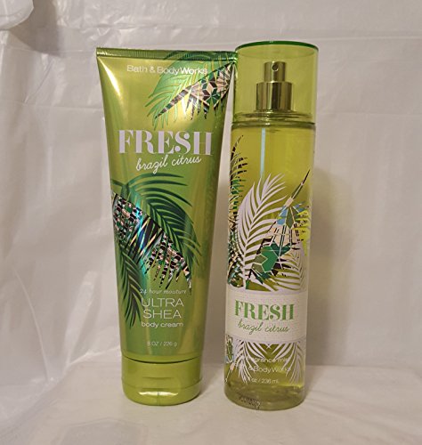 Bath and Body Works Fresh Brazil Citrus Body Care Set. Ultra Shea Body Cream 8 oz and Body Mist 8 oz.