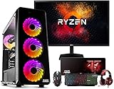 Megamania PC Gaming AMD Ryzen 5 3400G, Ordenador de sobremesa 4.2GHz Turbo Quad Core | 16GB DDR4 | SSD 480GB + 1TB HDD | Gráfica AMD Radeon Vega RX 11 + Monitor LED FullHD 22" + Kit Gaming