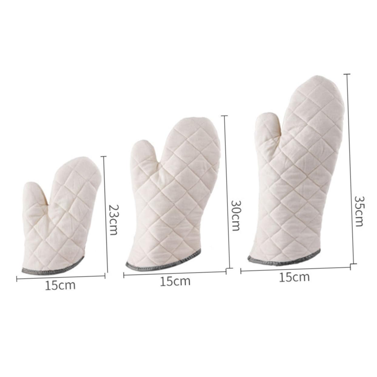 SOLUSTRE 2Pcs Heat Resistant Cotton Oven Mitts Medium Cooking Gloves for Kitchen and Barbecue Non Slip Grip for Safe Handling of Hot Pots and Dishes