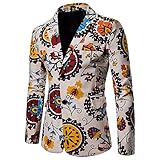Men's Fashion Blazer Slim Fit Casual Ethnic Style Print Two Button Suit Jacket Pattern Blazer Vintag