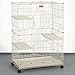 ProSelect White Foldable Cat Cage – 8- and 12-Gauge Wire with Dimensions of 35.5” x 22.25” and 48” Height With Casters