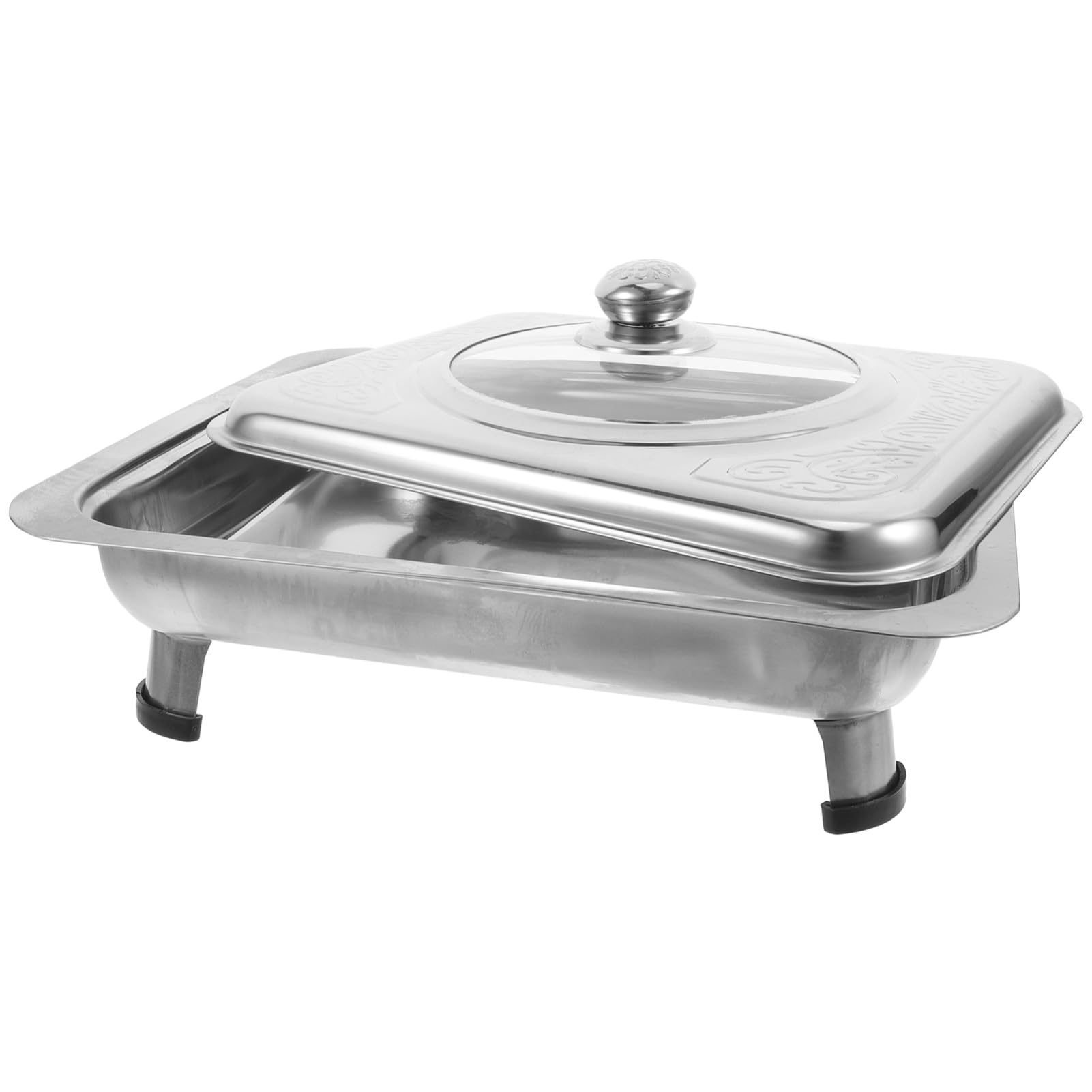 Bandeja Rectangular Protege Alimentos y Previene Suciedad con Tapa de Acero Inoxidable para Buffet Adecuado para Fiestas y Comedores