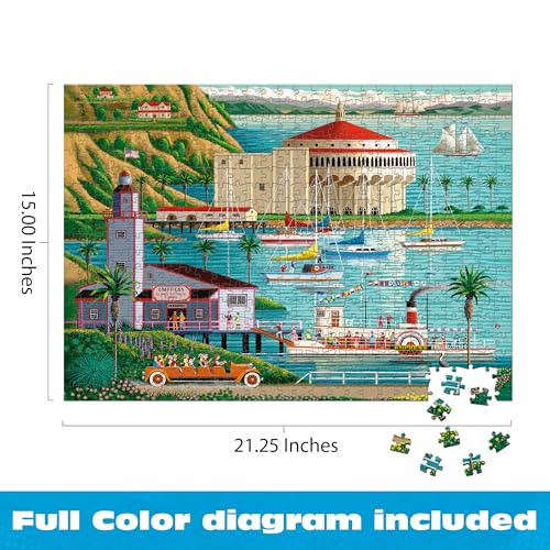 Ceaco - Colección Heronim: Avalon Harbor - Rompecabezas de 500 piezas para adultos | Hecho en USA, verano, cartón reciclado, incluye póster miniatura 3