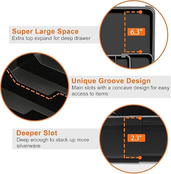 Oillase Silverware Organizer - Expandable Kitchen Drawer Organizer, Utensil Drawer Organizer, Adjustable Plastic Flatware and Cutlery Holder, Kitchen Organizers Storage for Forks Knives, Black by Oillase - Image 4