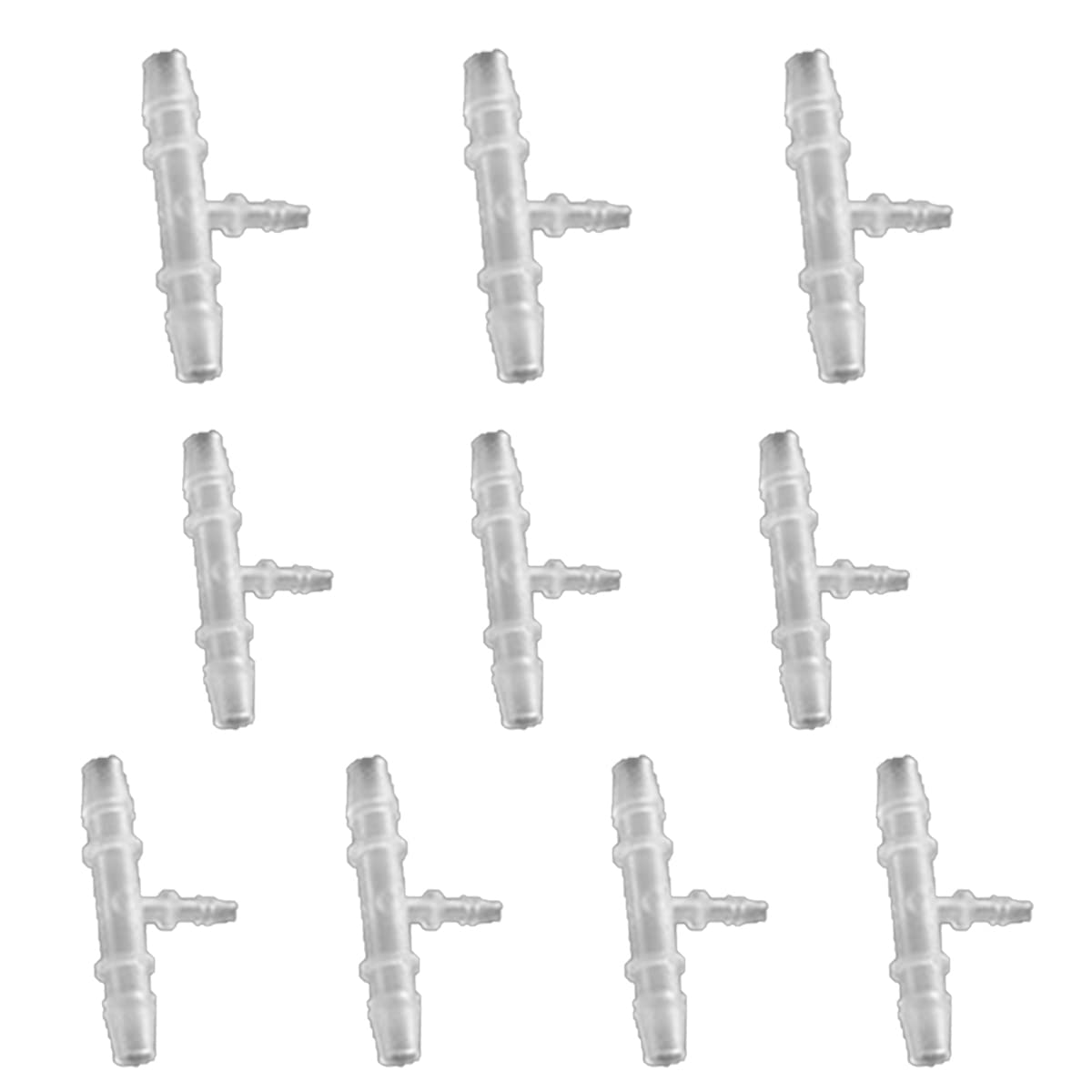 Unifizz T - Piece Tube Accessories,12-8-12mm Plastic T-Type Tube Connector For Cooling Watering Irrigation, Transparent, 10Pcs