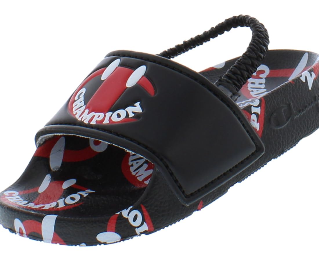 Champion Ipo Smile Slide Infant/Toddler Shoes Size 6, Color: Black/Red-Black