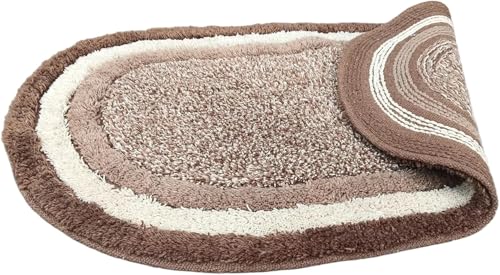 Image of My Home Cotton Door Bath Mat Super Soft Non Slip Mats for Bathroom, Door,Large, Pack of 2 (Brown)
