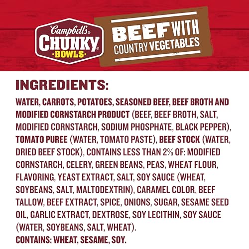 Image of Campbell's Chunky Soup, Beef Soup with Country Vegetables, 15.25 oz Microwavable Bowl (8 Pack)