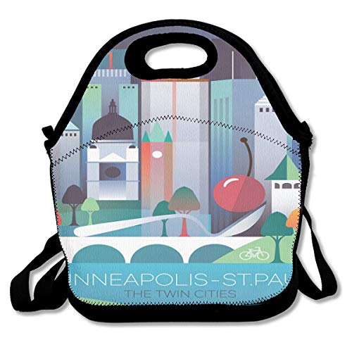 The Twin Cities Travel Minneapolis-St.Paul Insulated Lunch Bag Custom Bento Box Picnic Cooler
