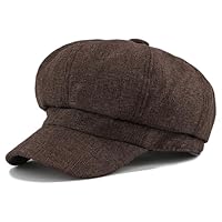 PivotWing Mütze Damen Atmungsaktiv Bequem Schirmmütze Damen Weich Alltagstauglich Baskenmütze Baumwoll Leinen Ballonmütze Lässig Mode Schiebermütze Vintage Barett Newsboy Cap Beret, Braun 56