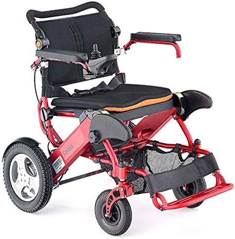 Motion Healthcare Foldalite Trekker Powerchairs - Electric Motorized Wheelchair for Adults with Treaded Rear Wheels, Red