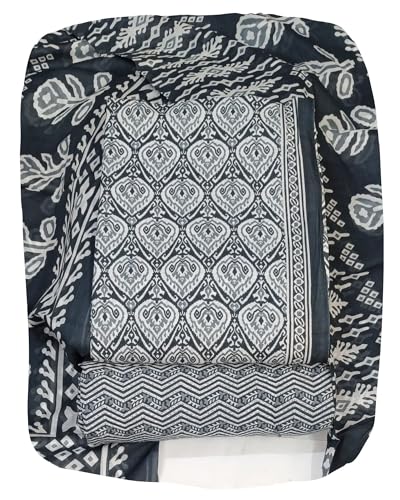 Image of DRAVINAM Trends Women's Premium Cambric Cotton Jaipuri Printed Unstitched Salwar Suit Dress Material with Mulmul Cotton Dupatta