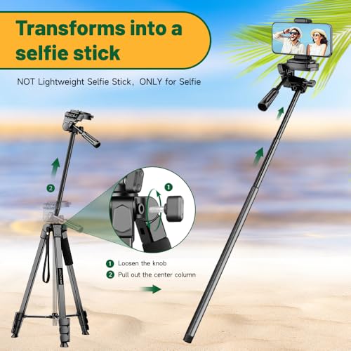 Image of Victiv 210cm Aluminum Tripod Mobile Holder, 2-in-1 Lightweight Tripod Stand for Phone and Camera with Detachable Center Column as Selfie Stick, Ideal for Cooking, Overhead Shots and Live Streaming
