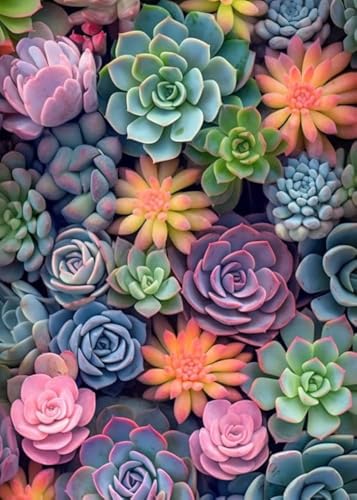 Ausanrl Succulents Diamond Painting Kits for Adults Beginners-Succulents Plant Diamond Art Kits for Adults,Flower Gem Art Kits for Adults for Gift Home Wall Decor Gifts 12x16inch