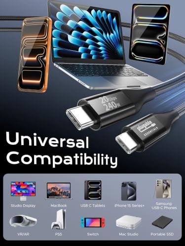 Plugable USB C Monitor Cable 3.3FT, 4K@144Hz, 8K@30Hz UHD Video Display - image 7