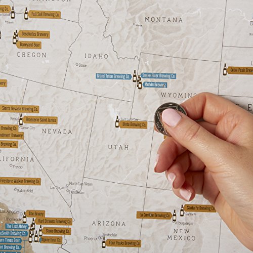 Scratch Off Usa Map Craft Breweries Poster - Beer Enthusiast Gifts - Maps International - 17 X 22 Inches #TOP3
