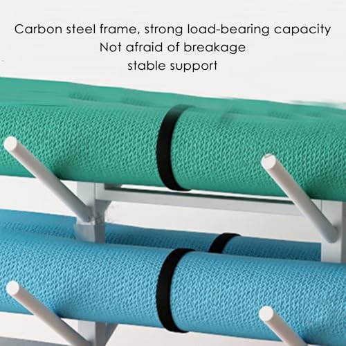 Soporte para equipos de ejercicio de doble cara con niveles para esterillas y rodillos 6
