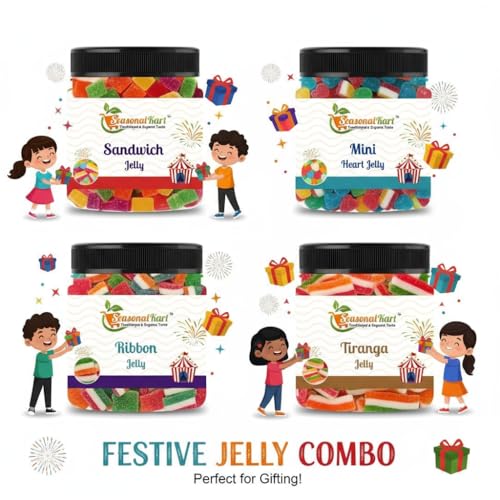 Seasonal Kart Assorted Jelly Collection Traditional Indian jelly Sweets – Variety Pack (400 gram, Big Heart Jelly) - Image 5 thumbnail