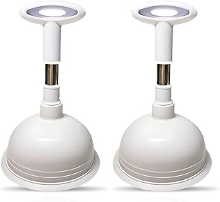 Powerful Suction Soft Silicone Anti-Tear Large Cup Size (16 cm) Sink & Drain Plunger for Sinks, Bathrooms, Kitchens, Baths & Showers - Toilet Plunger Cleaner with 16 cm Handle (White - Pack of 2)