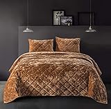 SHALALA NEW YORK Velvet Quilt Set Queen Size,Lightweight Queen Bedding Comforter Set,Luxury Diamond...
