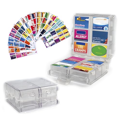 Large Pill Organizer with Medicine Labels, Pill Dispenser 12-Compartment Travel
