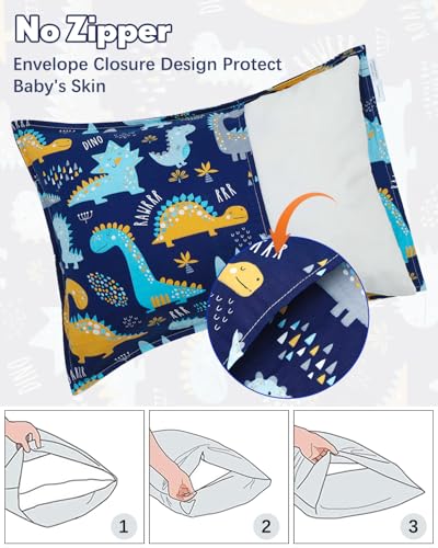 Image of ALVABABY Toddler Pillowcases 2 Pack Organic Cotton Fit 13 inchx 18 inch or 12 inchx16 inch Kids Pillow Cover Envelope for Girl Boy Travel(Pillowcase Only)