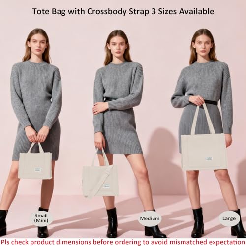 Image of UERRUAM Tote Bag for Women with Compartments,Corduroy Tote for Work Travel College Book Bag Women Purse Handbag Crossbody Bag