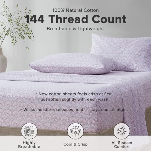 Image of Comfort Spaces 100% Cotton Percale Sheets Twin Size 3 Pcs, Tabitha Purple