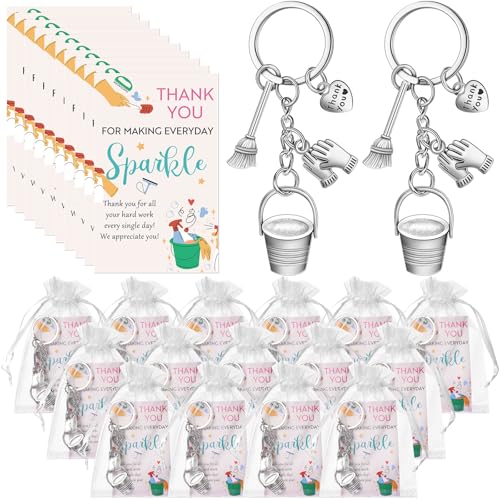 Aurelema 15/30/50 Sets Housekeeping Week Gifts Thank You Keychain, 30 Sets