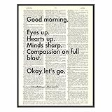 Good Morning Positive Inspirational Dictionary Art Print Wall Decor Upcycled Vintage Decoration Aesthetic Farmhouse Artwork Uplifting Encouragement Handmade Art Prints Wall Art Office Home - UNFRAMED