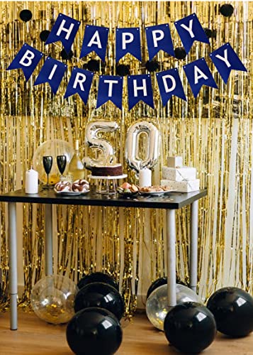 Image of Blue Happy Birthday Banner Birthday Banner Decoration DIY Party Decoration
