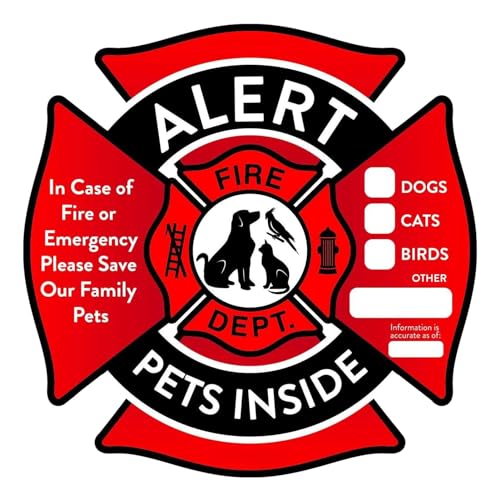 Pet Alert Stickers, Static Cling Window Decals, emergencies Pets Rescue Sign With Bonus, Pet Home Alone Wallet Card & Key Tag, With Adhesive, Removable, Uv Resistant & Pets Finder Window Stickers,