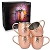 Navaris Moscow Mule bekers – Set van 4 – Cocktailbekers – Mok voor Moscow Mule en cocktails – Roestvrij staal – 4 koperen mokken
