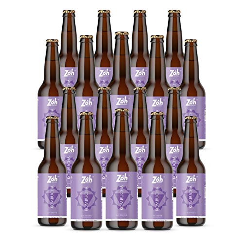Image of Zoh Probiotics Lavender Kombucha | Tea with detoxifying acids, and digestive enzymes. Raw, unfiltered, and unpasteurized with Mother. Made with real Lavender flowers (330 ml, Pack of 18)