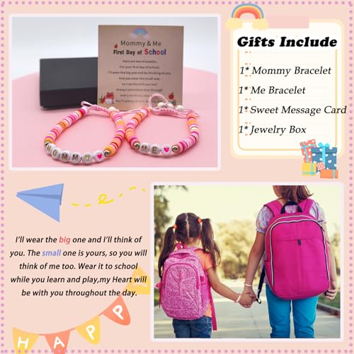 Image of First Day of School Gifts for Girl Mommy and Me Back to School Bracelets