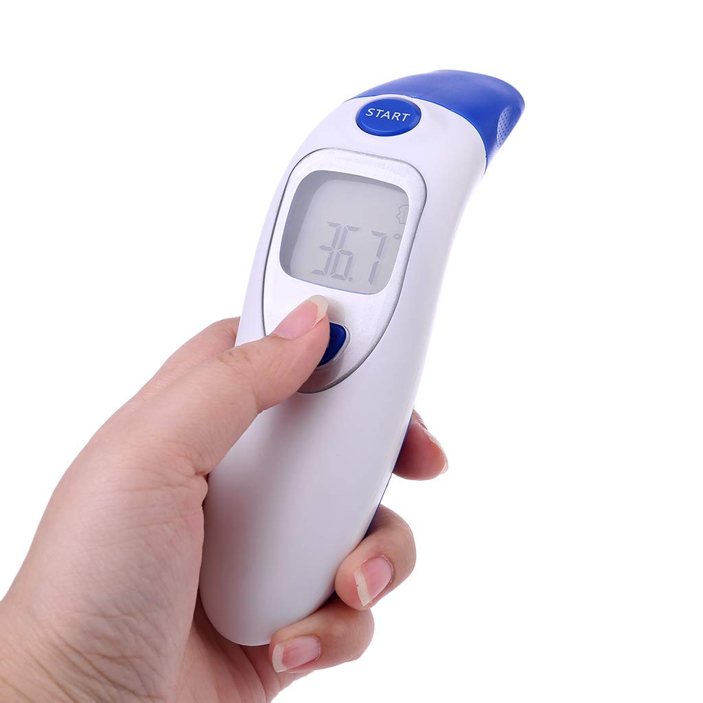 Termometro digitale a infrarossi per temperatura corporea, misurazione su fronte e orecchio, per adulti e bambini
