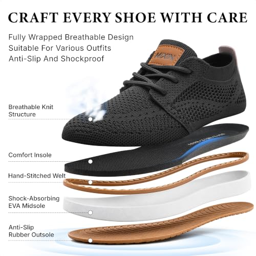 MIXIN Boy's Casual Dress Sneakers Oxfords Mesh Lightweight Breathable Lace-Up Walking Shoes Black (Little Kid/Big Kid) by MIXIN - Used condition - Image 3