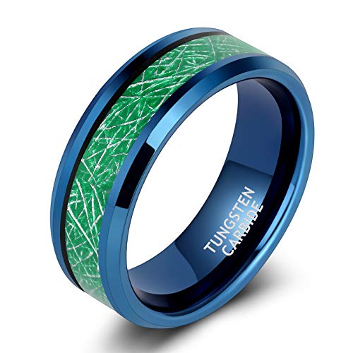 Bague en tungstène homme anneau 8 mm fibre de carbone engrenage steampunk