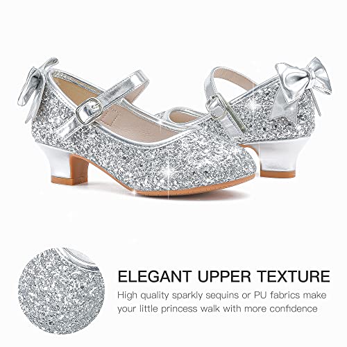 Image of Dufannie Girls Dress Shoes Princess Flats Heels for Toddler Little Big Kids