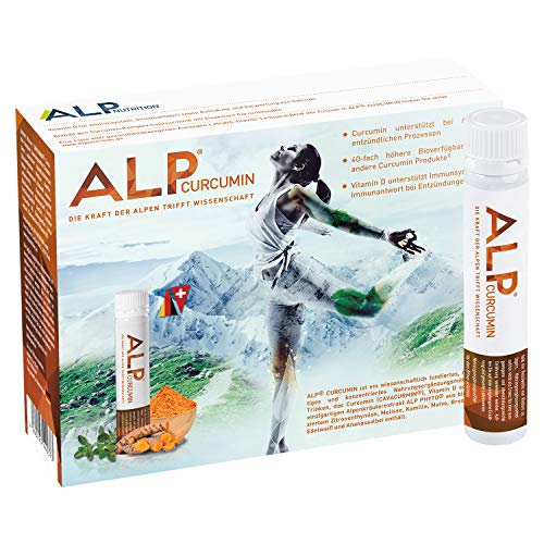 ALP CÚRCUMIN Turmeric Cúrcumina de Cúrcuma liquida Vitamina D Ampollas 14x25 ml Suplemento alimenticios apoyo sistema inmunológico cerebro y antiinflamatorio natural