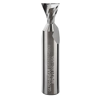 Solid Carbide 14 Dovetail Router Bit, 1/2SH, 1/2" Dia, 1/2" CL, 2-Flute, Up-Cut Spiral Geometry for Chatter-Free, Superior Quality Woodworking Joinery, USA Made - US525014SDU