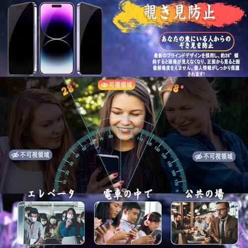 Image of Compatible iPhone 14 Pro Glass Film (1 piece) + iPhone 14 Pro Camera Film (1 piece) [Anti-Peepering] Privacy, Full Protection, Automatic Adhesion, Anti-Bubbles, Anti-Fingerprint, iPhone 14 Pro