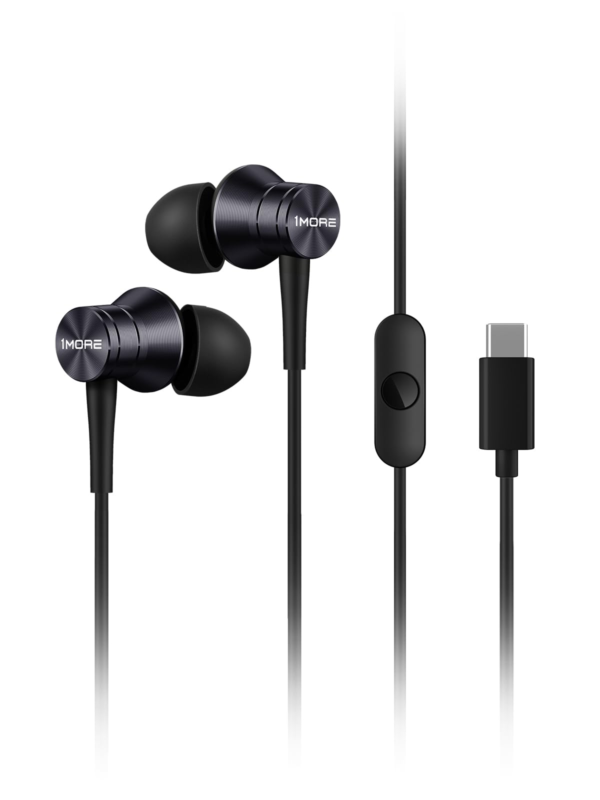 1MORE 2-Pack Piston-Fit USB-C Headphones – in-Ear Earphones with Mic, Noise Isolation, and Control Button, Durable Wired Earbuds for iPhone 15, Pixel