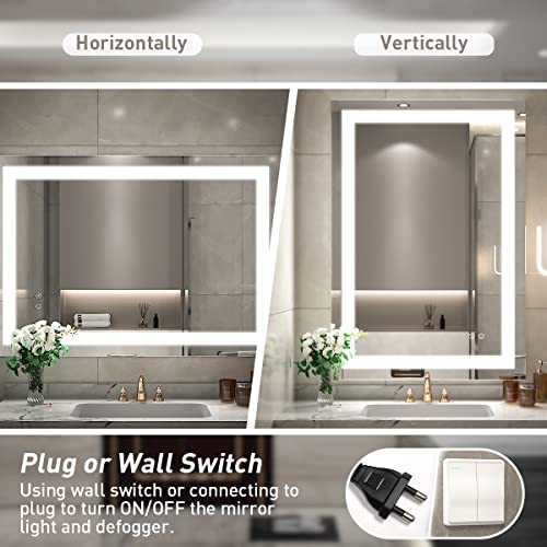 Ftoti 36 X 24 Inch Led Bathroom Mirror For Vanity,Wall Mounted Lighted Mirror, Frameless Bathroom Mirror With Lights Dimmable Anti-Fog Memory Function(Horizontal&Vertical) #TOP5