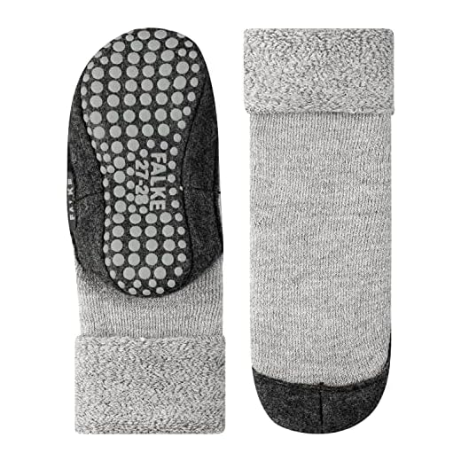 FALKE Unisex Kinder Hausschuh-Socken Cosyshoe, Schurwolle, 1 Paar, Grau (Light Grey 3400), 23-24 (2-2.5 Jahre)