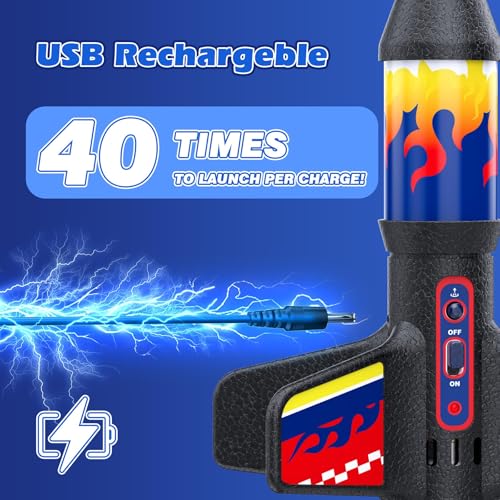 Demolike Rocket Launcher for Kids, Launching Air Rocket Toy Model Rockets with Parachute Safely Land 200 Feet of Flight Altitude Outdoor Toys for Ages 8-13 Birthday Gift for Kids Boys & Girls
