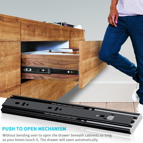 Glissières pour tiroir à extension complète push-to-open charge 45 kg
