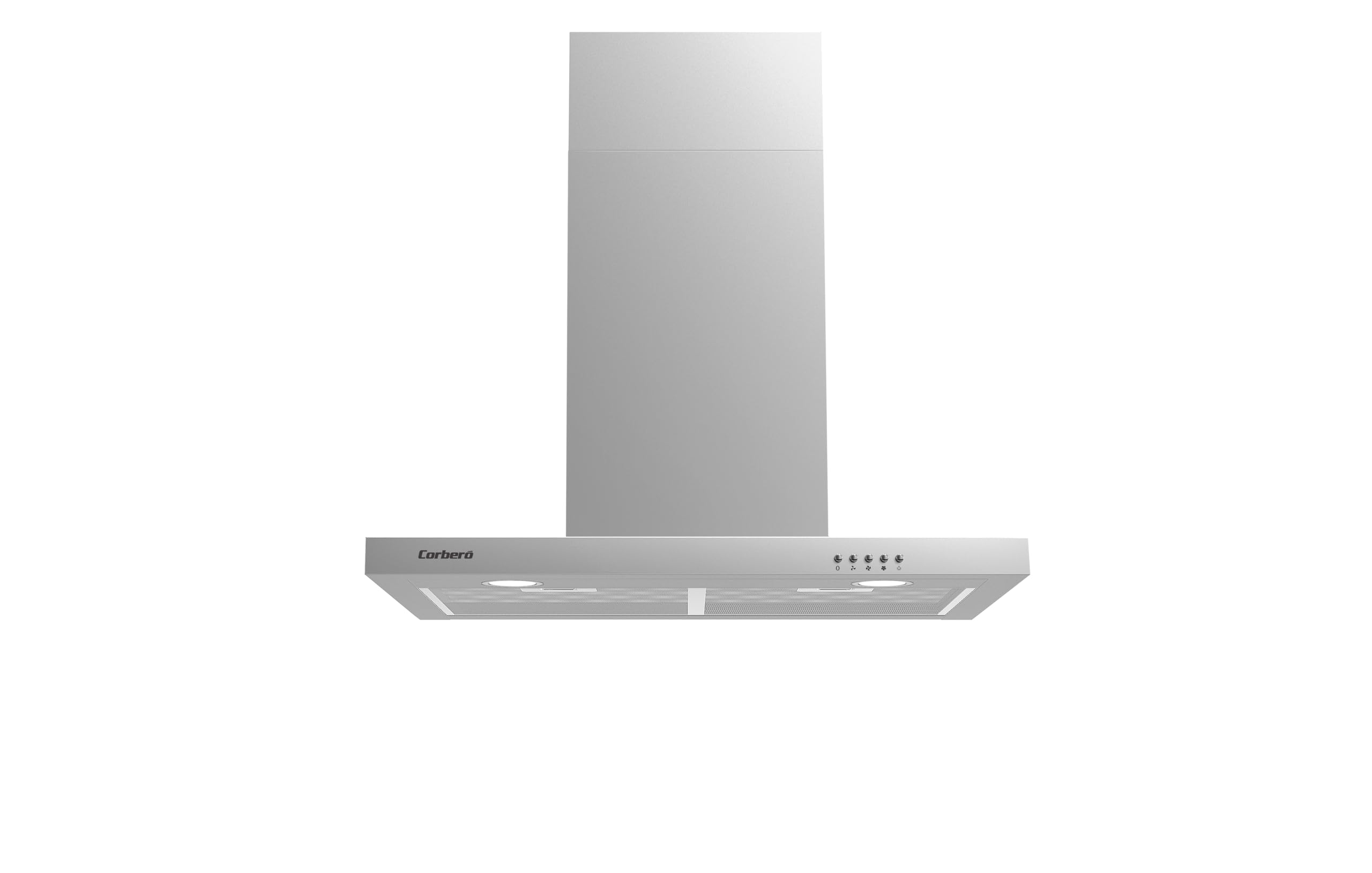 Corberó - Decorative Hood Horizontal 70 cm | VOSTOK760X | Stainless Steel | Flow Rate 647.7 m3/h | 165W | 3 Speeds | 2 X Aluminium Filter | Carbon Filter | Energy Efficiency A, Stainless Steel