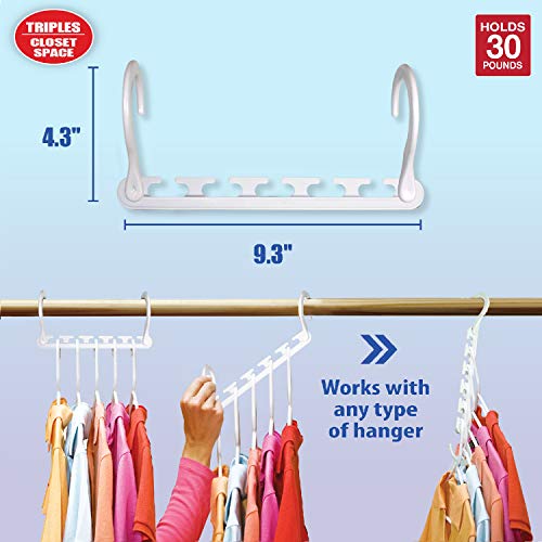 Wonder Hanger Max Pack Of 24 Organizer, Triples Clothes-Hanger Space For Wrinkle-Free Clothes, Space-Saving Closet-Organization Hangers, Fully Assembled, White #TOP3